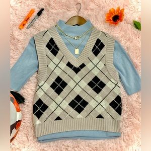 Preppy light Blue Ribbed Mock-neck top (Super Soft!)